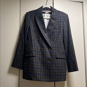 Plaid Double-Breasted Blazer
